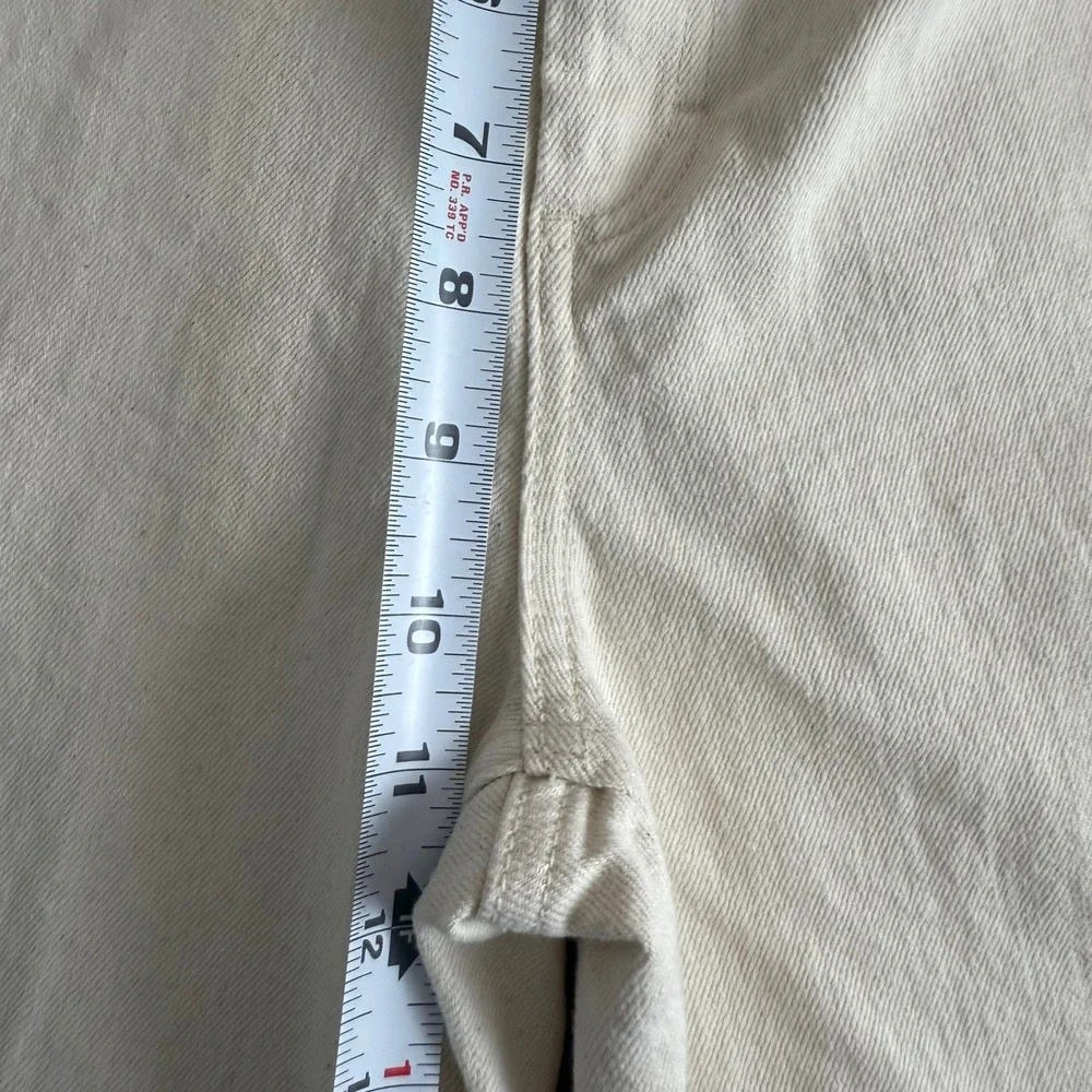 Vineyard Vines Women's Cream Wide‎ Leg Cropped Jeans Size 28 Frayed Hem